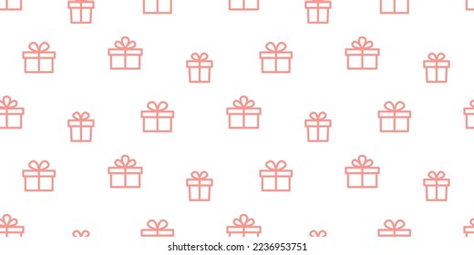 Gift box seamless pattern background with icons. Vector present texture illustration for birthday party, holidays gifts wrapping paper, shopping banner design.