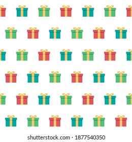 Gift box seamless pattern.  Christmas, New Year, holidays, birthday background. Vector illustration.