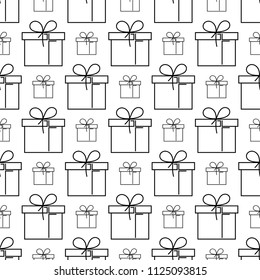 Gift Box Seamless Pattern, Present Box Vector Art Illustration