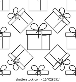 Gift Box Seamless Pattern, Present Box Vector Art Illustration