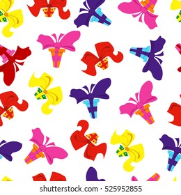 Gift box seamless pattern. Vector cartoon illustration on white background.