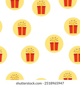 Gift box seamless pattern.Gifts and presents for holiday celebration and special give away pack wrapping. Pattern birthday or anniversary box with wrapping paper and ribbon bow.