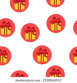 Gift box seamless pattern.Gifts and presents for holiday celebration and special give away pack wrapping. Pattern birthday or anniversary box with wrapping paper and ribbon bow.