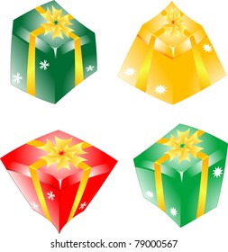 gift box set with bow and ribbon. vector