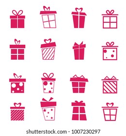 gift box set flat  icon