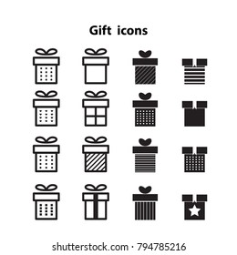 gift box set flat  icon