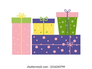 Gift box set. Flat style. Vector illustration 