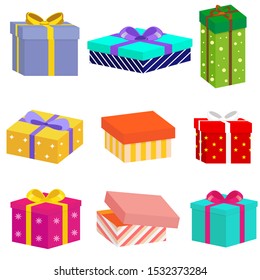 Gift box set illustration isolated on white background.
