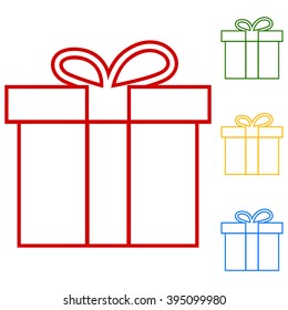 Gift box. Set of line icons
