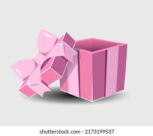 Gift box set with ribbon bow isolated on  background.
 Realistic vector icon for present,
 birthday or wedding banners.