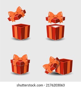 Gift box set with ribbon bow isolated on  background.
 Realistic vector icon for present,
 birthday or wedding banners