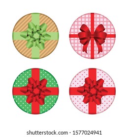 Gift box set vector illustration isolated on white background. Colorful Christmas gift boxes.