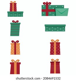 conjunto de caja de regalo , ilustración vectorial de caja de regalo
