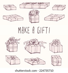 Gift box set. Vector illustration, EPS 10.