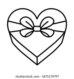 Gift box in the shape of heart icon. Parcel with ribbon bow. simple flat illustration. Vector isolated on white background eps10
