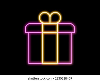 gift box  shape neon  luxury line  illustration