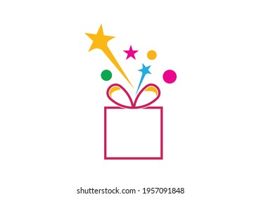 Gift Box, gift shop logo icon illustration vector design.