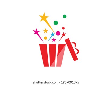 Geschenkbox, Geschenkladen Logo Symbol Vektorgrafik Design.