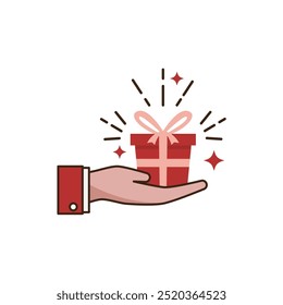 Caja de regalo, diseño del Vector del icono del logotipo de la tienda de regalos