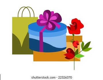 gift box and shopping bag