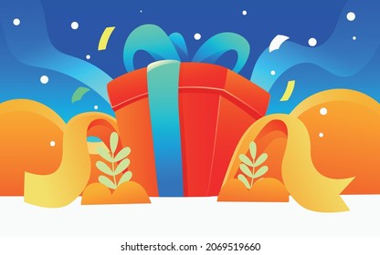 Gift box shopping lucky draw promotional activities prize illustration financial gift Poster