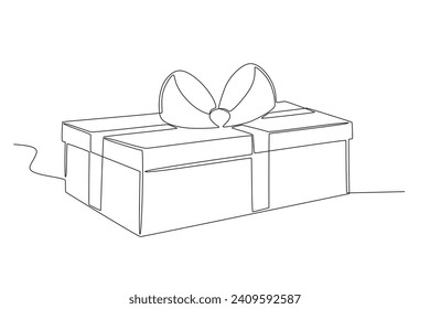 Gift box side view. Gift Box one-line drawing