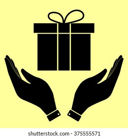 Gift box sign. Flat style icon vector illustration.