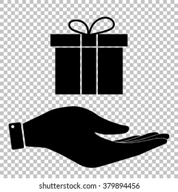 Gift box sign. Flat style icon vector illustration.