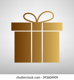 Gift box sign. Flat style icon