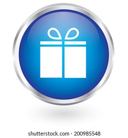 Gift box sign icon glossy button