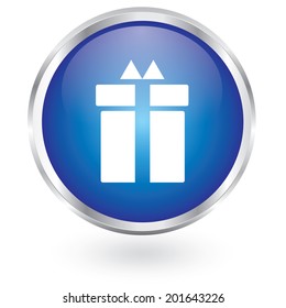 Gift box sign icon glossy button 