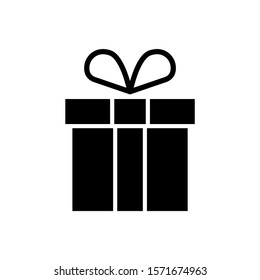 Gift box sign icon isolated in black flat design on white background, Vector illustration, Eps 10