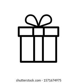 Gift box sign icon isolated in line art style on white background, Vector illustration, Eps 10