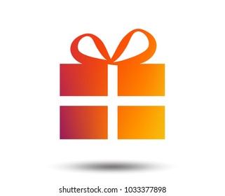 Gift box sign icon. Present symbol. Blurred gradient design element. Vivid graphic flat icon. Vector
