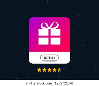 Gift box sign icon. Present symbol. Web or internet icon design. Rating stars. Just click button. Vector