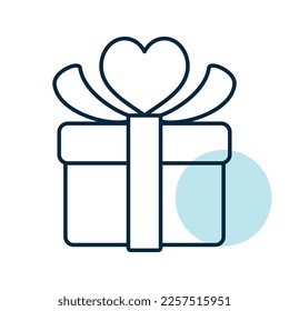 Gift box sign icon. Present with heart love symbol. Valentines day. Vector illustration, romance elements. Sticker, patch, badge, card for marriage, wedding - Shutterstock ID 2257515951