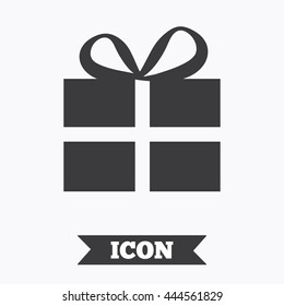 Gift box sign icon. Present symbol. Graphic design element. Flat gift symbol on white background. Vector