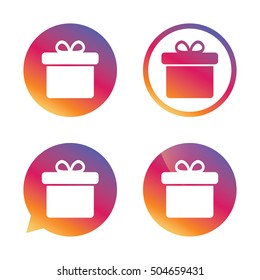Gift box sign icon. Present symbol.