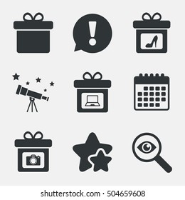 Gift box sign icon. Present symbol.
