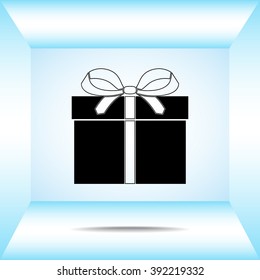Gift box sign icon, vector illustration. Flat design style 