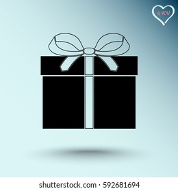Gift box sign icon, vector illustration. Flat design style 