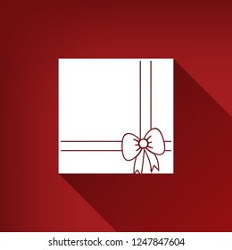 Gift box sign illustration. Vector. White icon with limitless shadow at ruby red background.