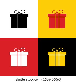 Gift box sign. Vector. Icons of german flag on corresponding colors as background.