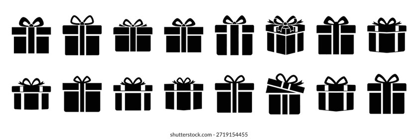 Geschenkbox Silhouette Icon Set