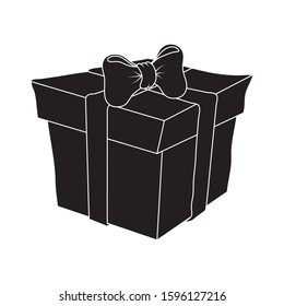 Gift box silhouette icon sign. black symbol present for website design and mobile app development. Simple Christmas Element isolated on white background.