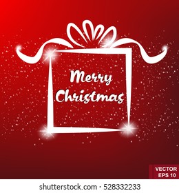Gift box. Silhouette. Isolated on a red background. Happy New Year and Merry Christmas. Congratulation.