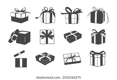 Gift box silhouette, Present vector, Gifts vector, Birthday gift box silhouette