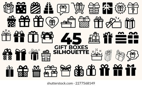 Gift Box Silhouette Set. Is perfect for your holiday and celebration-themed projects. The minimalist design is versatile and can be easily incorporated into any project.