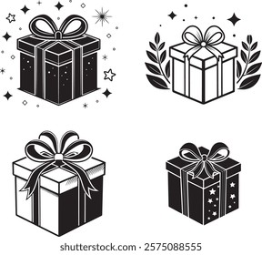 Gift Box silhouette vector art on white background