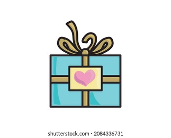 Gift box with silk ribbon. 3d image. isolated white background.